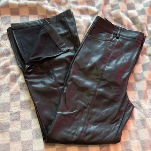 12th Tribe Black Faux Leather Boot Cut Pants